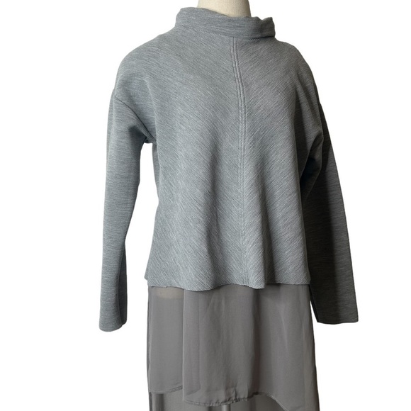 Zara Gray High Neck Long Sleeve Sweater with Sheer Overlay Long Tank Size Medium - Picture 5 of 16